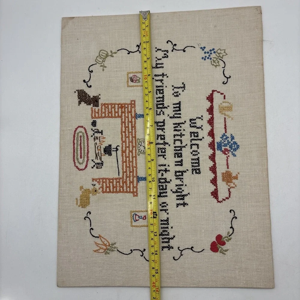 Vintage Needlework Rustic Primitive Wall Decor Country 1950